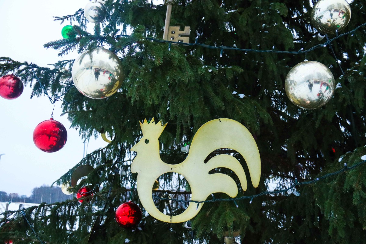 Svētku rotā iemirdzas Rīgas 84. vidusskolas sporta un aktīvās atpūtas laukuma Ziemassvētku eglīte