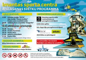 Ar vērienīgu svētku programmu, ekstrēmo sporta veidu paraugdemonstrējumiem un īpaši gardu pārsteigumu 3. jūlijā atklās Imantas sporta centru