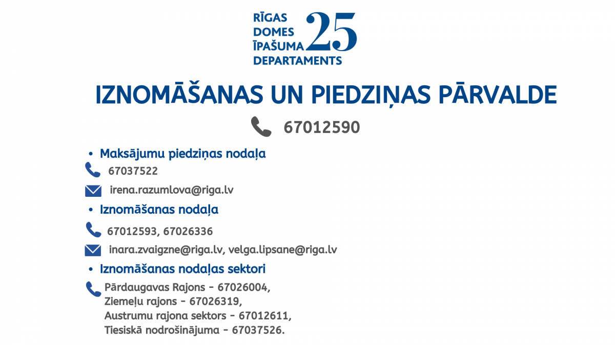 iznomāšanas un piedziņas pārvaldes kontaktinformācija