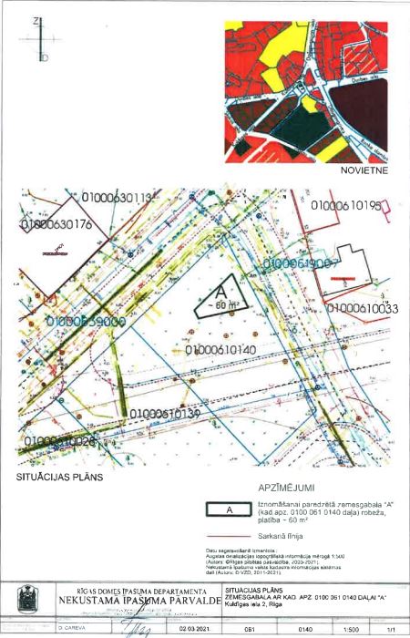 Neapbūvēta zemesgabala Kuldīgas ielā 2, Rīgā  (kadastra apzīmējums 0100 061 0140) daļas “A”,  Pirmā nomas tiesību izsole