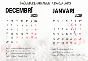 Darba laiks 2025.g.decembri un 2026.g.janvari