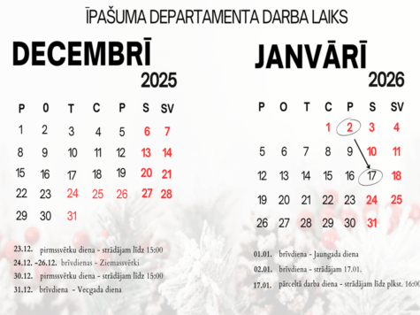 Darba laiks 2025.g.decembri un 2026.g.janvari